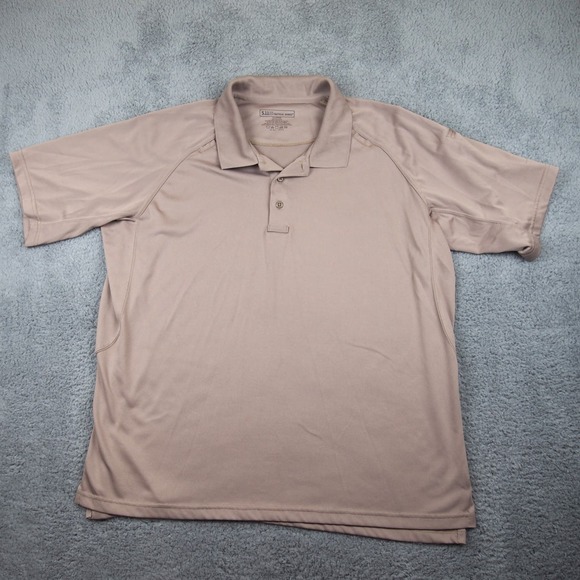 5.11 Tactical Polo Shirt Men's XL Solid Brown Performance Short Sleeve‎ Stretch - Picture 1 of 10